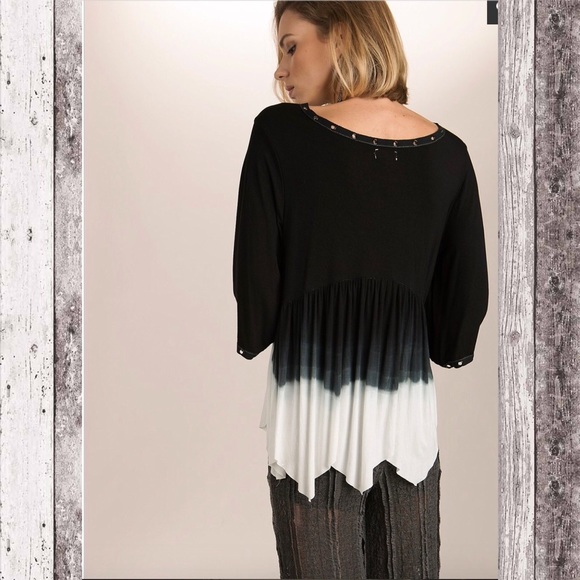 Soft Eyelet Detailed Dip Dyed Top Pointed Hem! - Picture 3 of 3